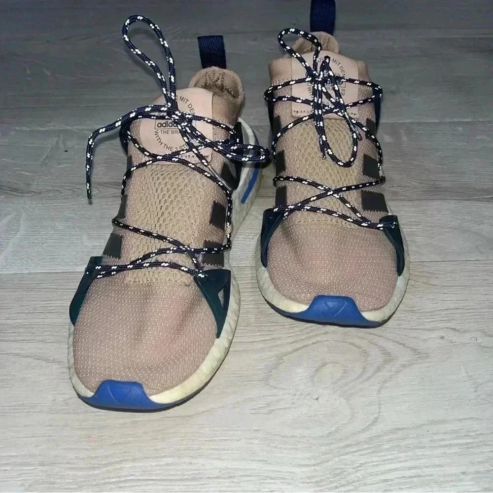 - Adidas sneakers /tan & navy sz 10